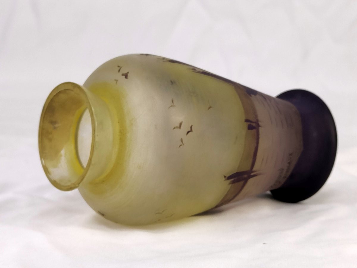 Jean-Simon PEYNAUD (1869-1952) : vase en pâte de verre à décor peint-photo-2