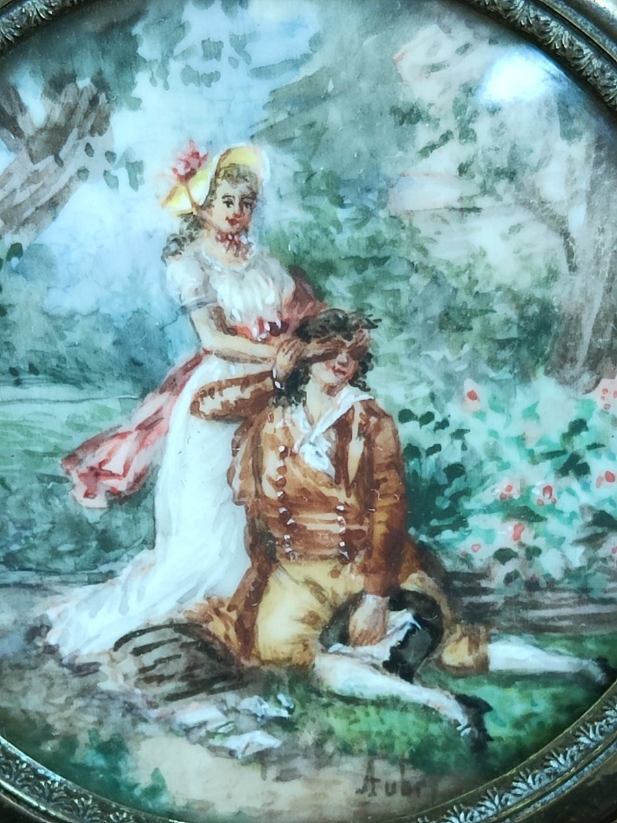 Suiveur François-Louis AUBRY : Miniature sur ivoire XIXème-photo-1