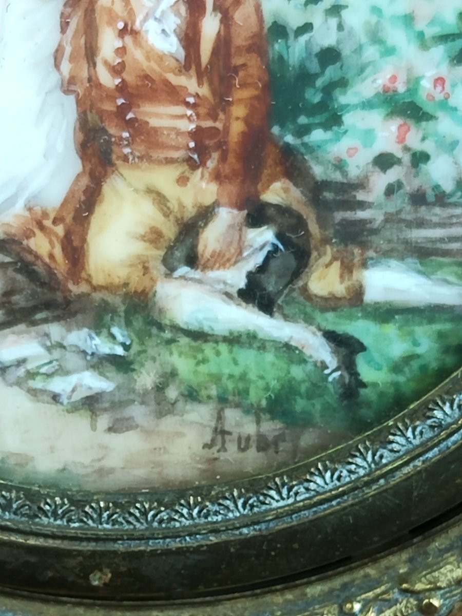 Suiveur François-Louis AUBRY : Miniature sur ivoire XIXème-photo-2