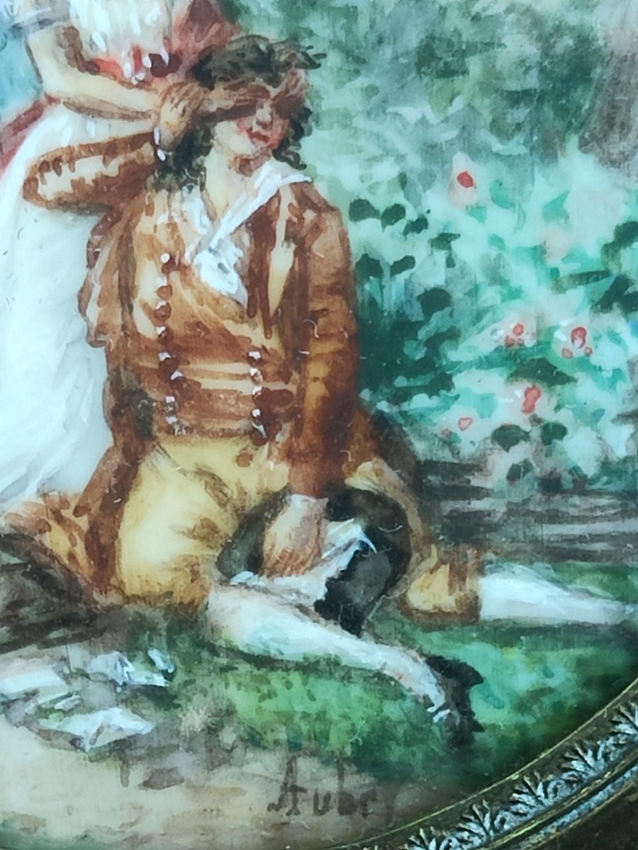 Suiveur François-Louis AUBRY : Miniature sur ivoire XIXème-photo-3