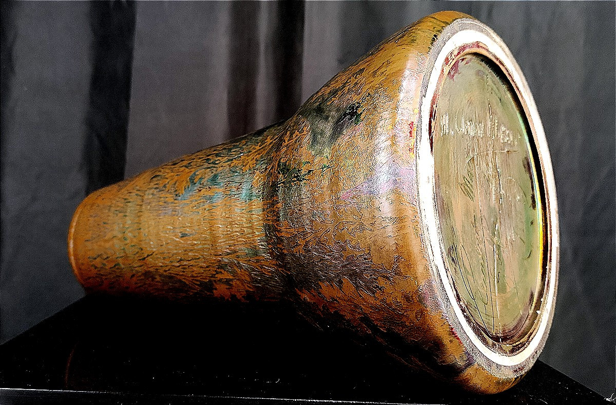 Clément Massier: Large Iridescent Ceramic Vase - Circa 1885-photo-3
