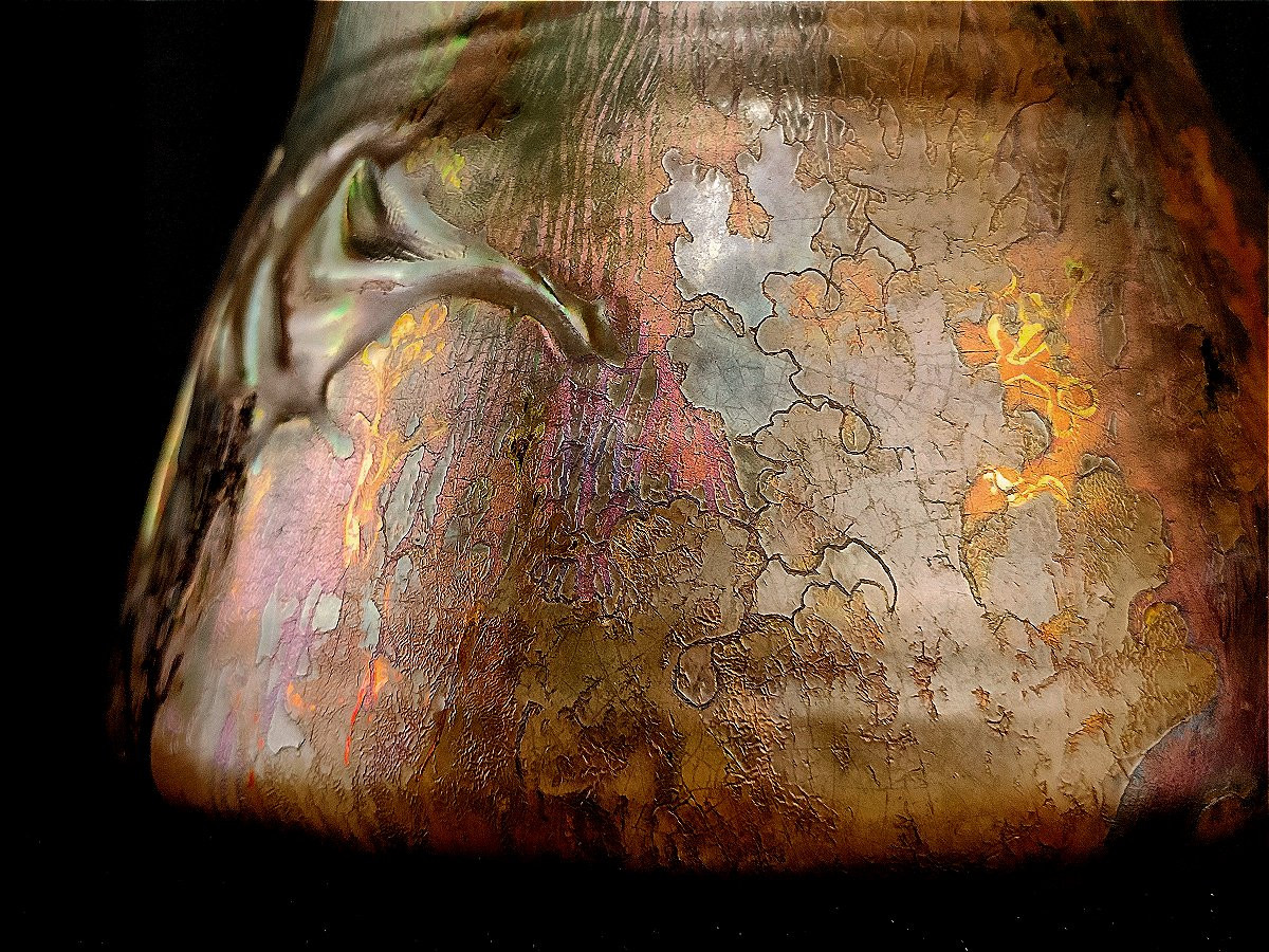 Clément Massier: Large Iridescent Ceramic Vase - Circa 1885-photo-5