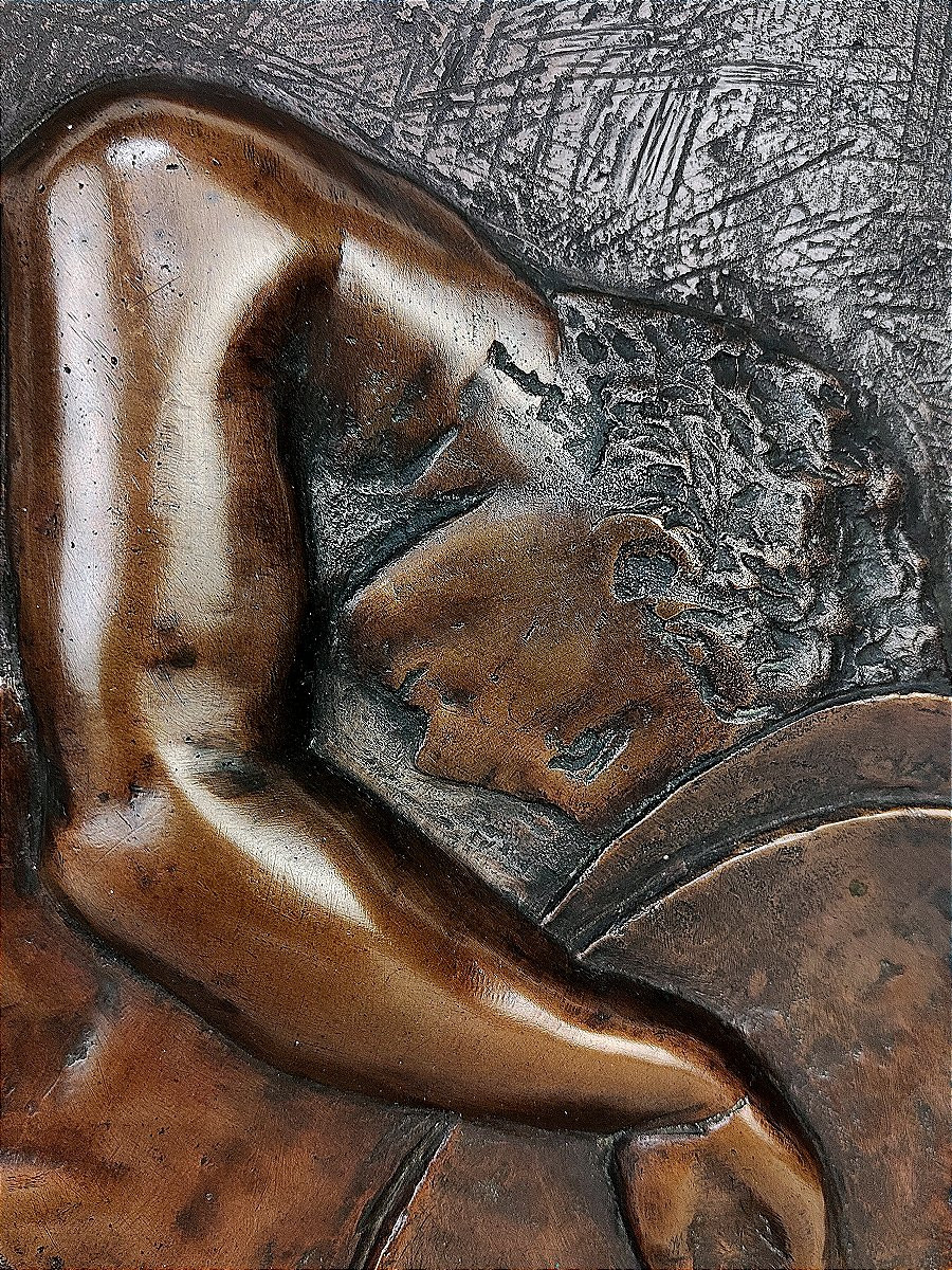 Helder DE CARVALHO - plaque en bronze guerrier grec érotique-photo-3