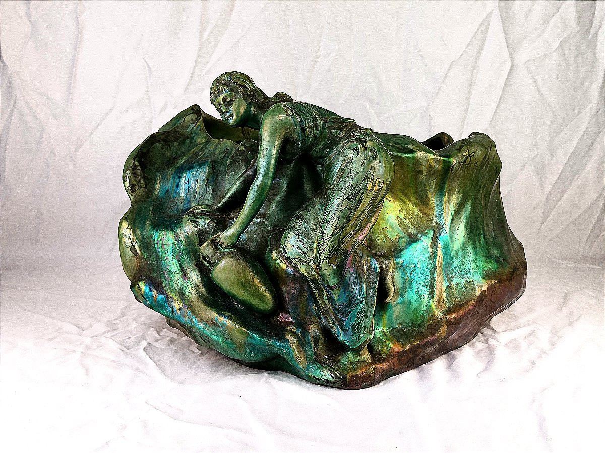 Clément MASSIER : Imposante jardinière à la naïade - circa 1885 --photo-2