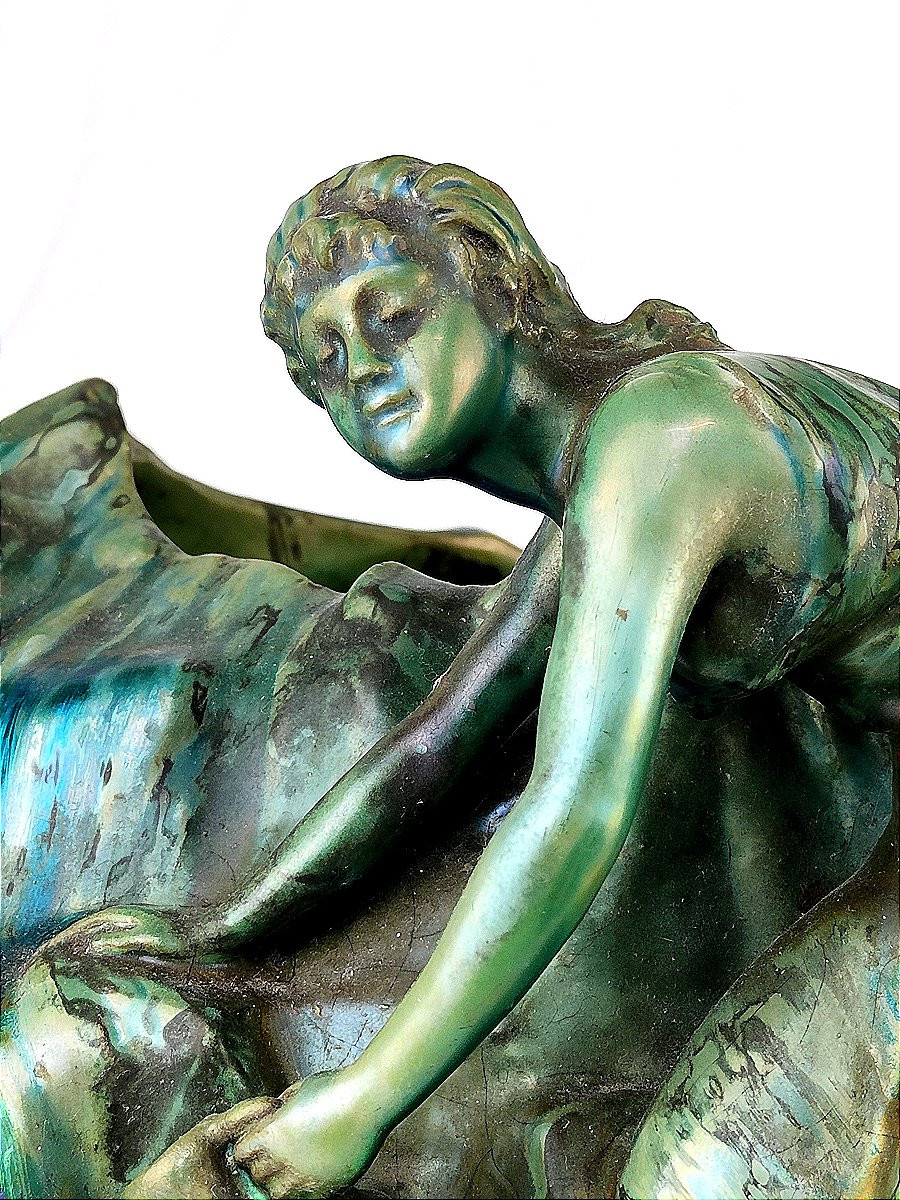 Clément MASSIER : Imposante jardinière à la naïade - circa 1885 --photo-1