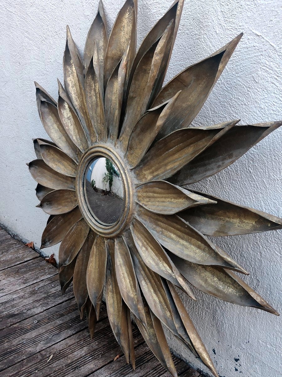 Grand miroir tournesols années 60 vintage-photo-2