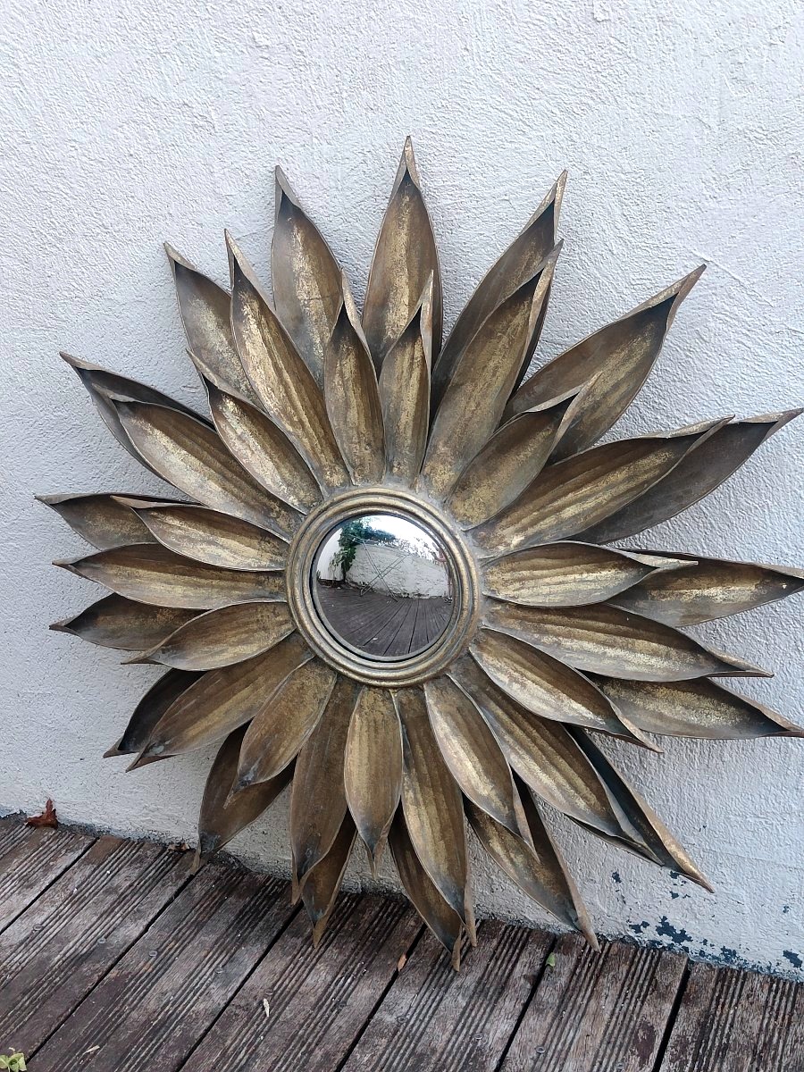 Grand miroir tournesols années 60 vintage-photo-3