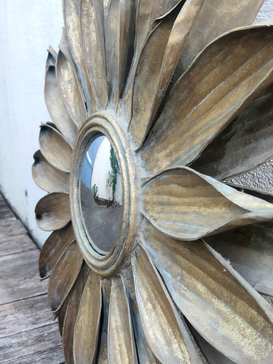 Grand miroir tournesols années 60 vintage-photo-4