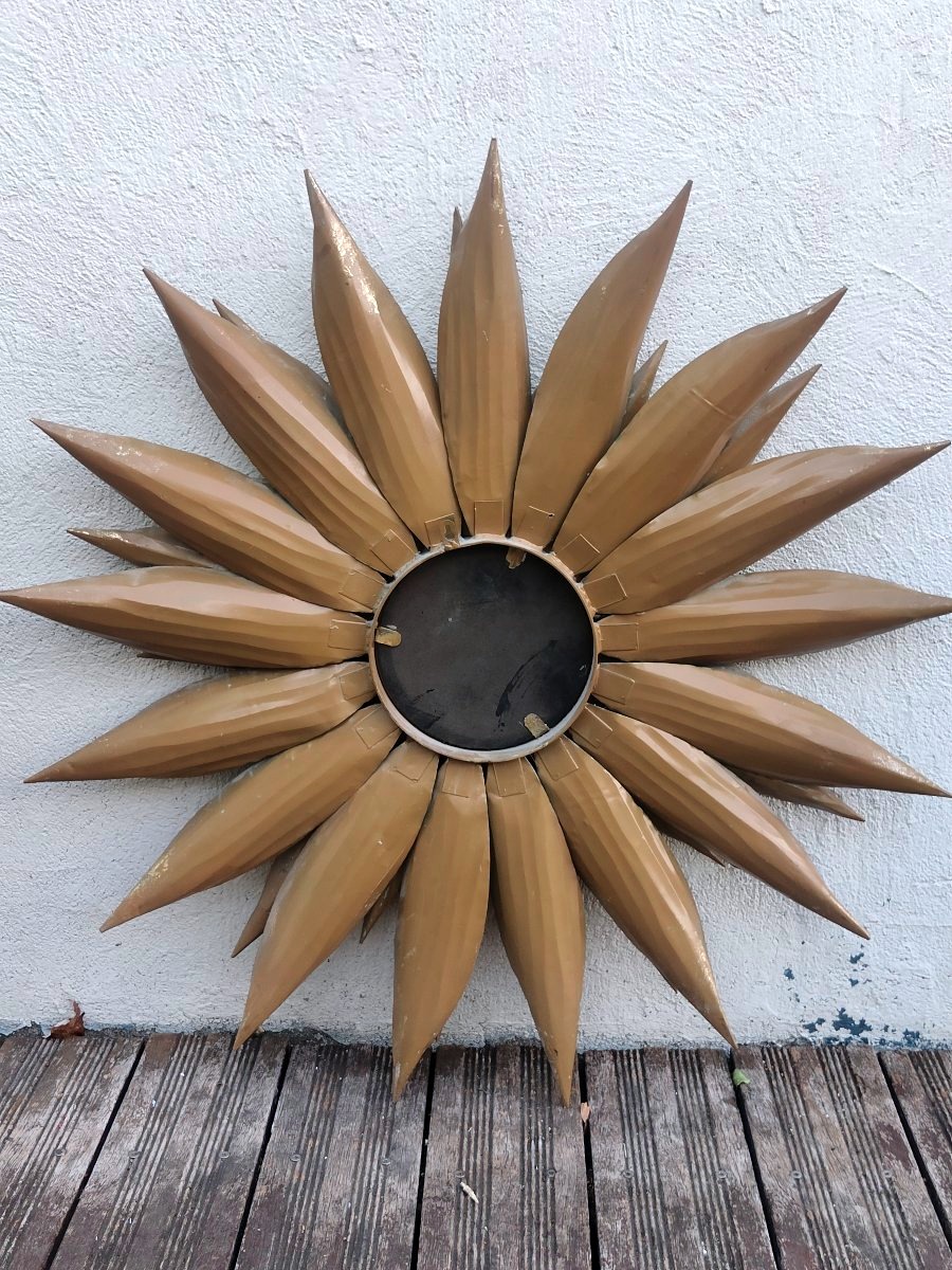 Grand miroir tournesols années 60 vintage-photo-2