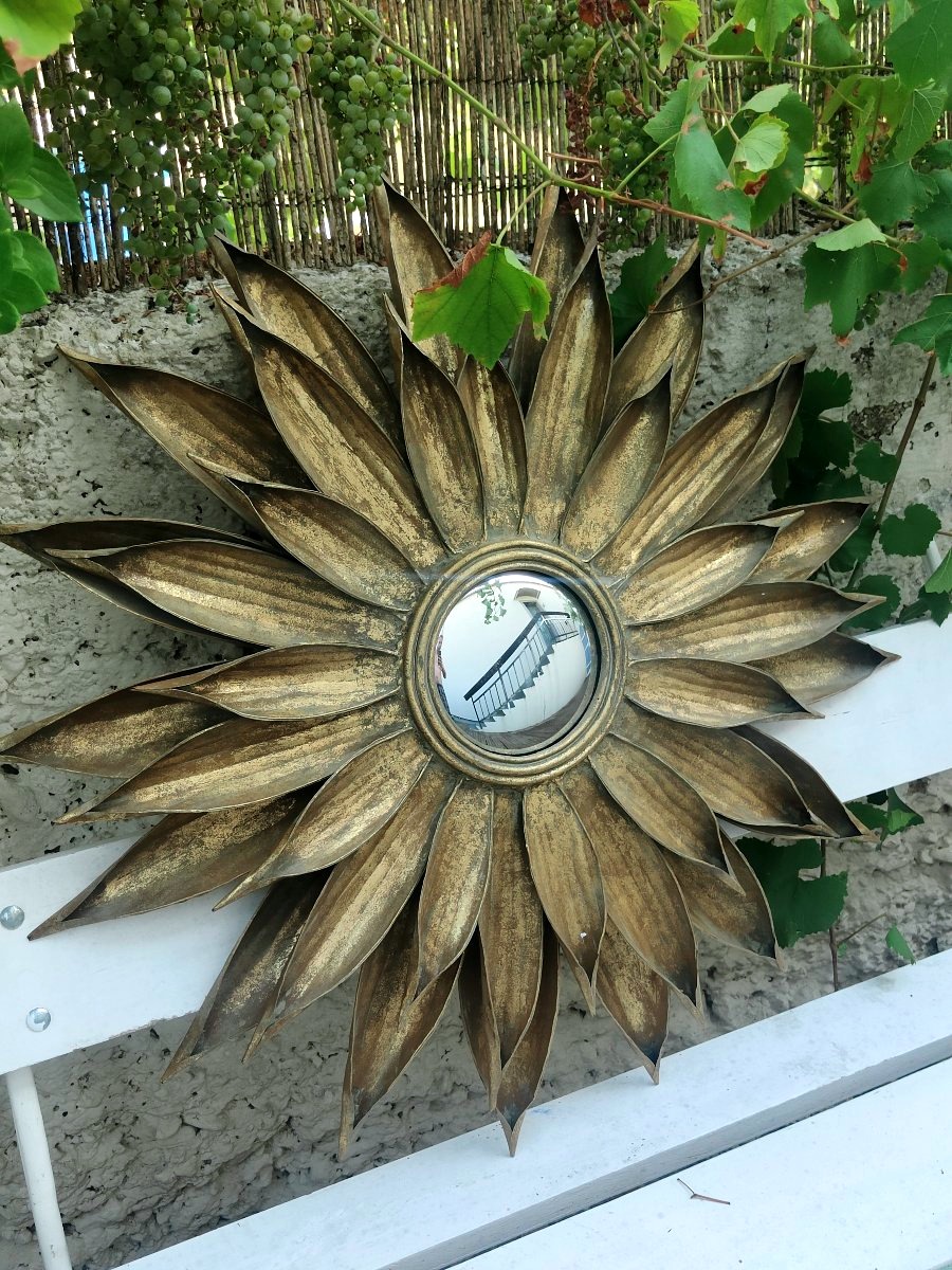 Grand miroir tournesols années 60 vintage