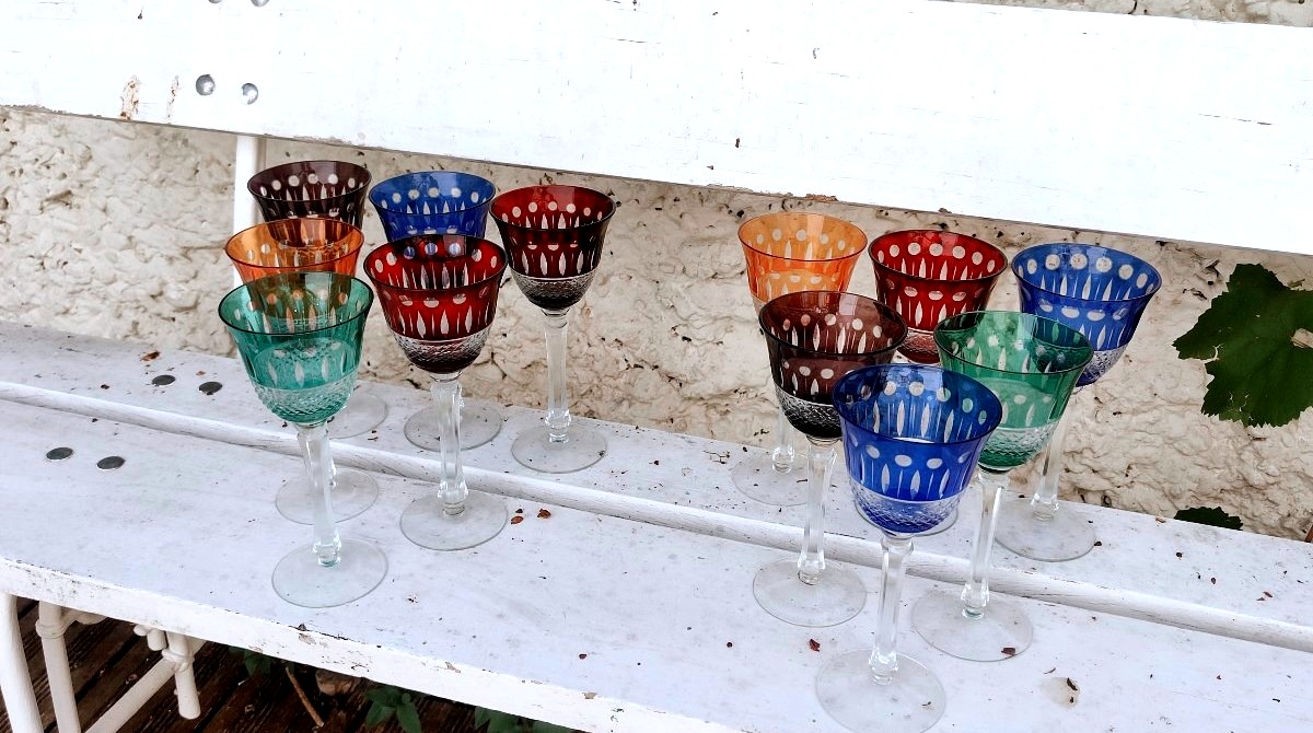 12 verres colorés en cristal de bohème -photo-4