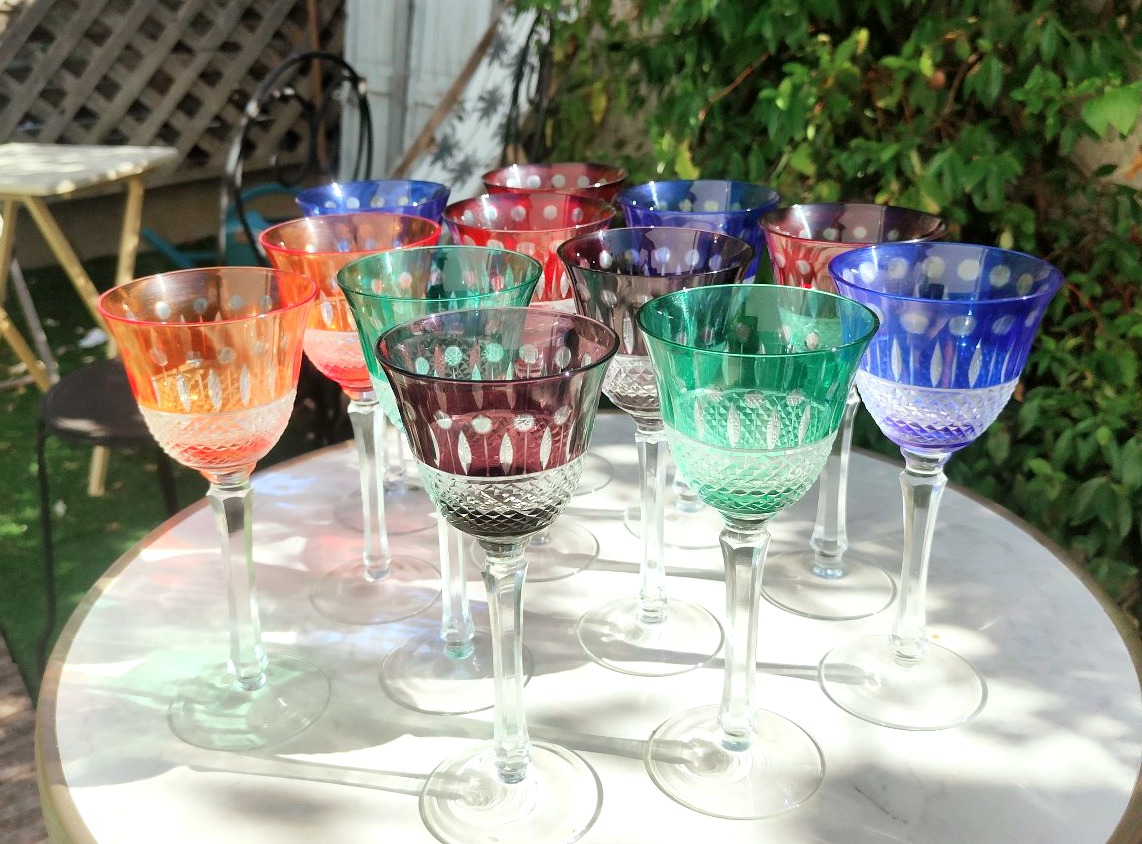 12 verres colorés en cristal de bohème -photo-1