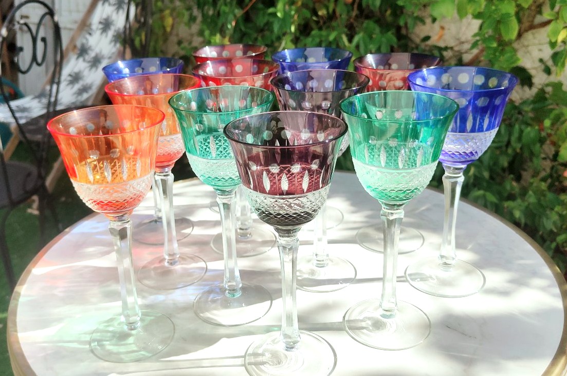 12 verres colorés en cristal de bohème -photo-2