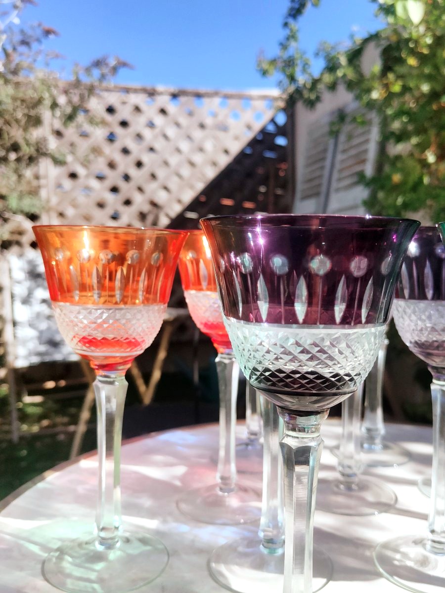 12 verres colorés en cristal de bohème -photo-3