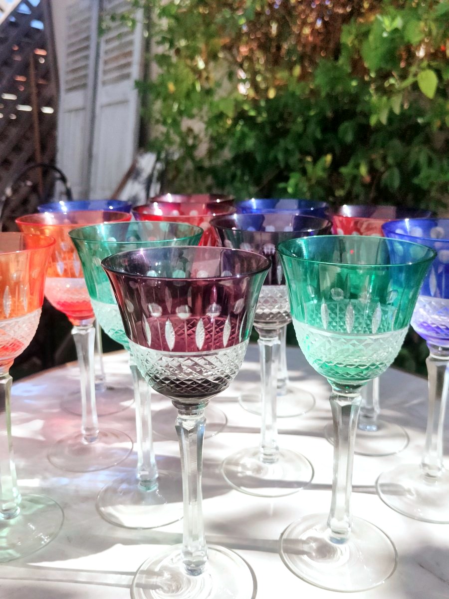 12 verres colorés en cristal de bohème -photo-4