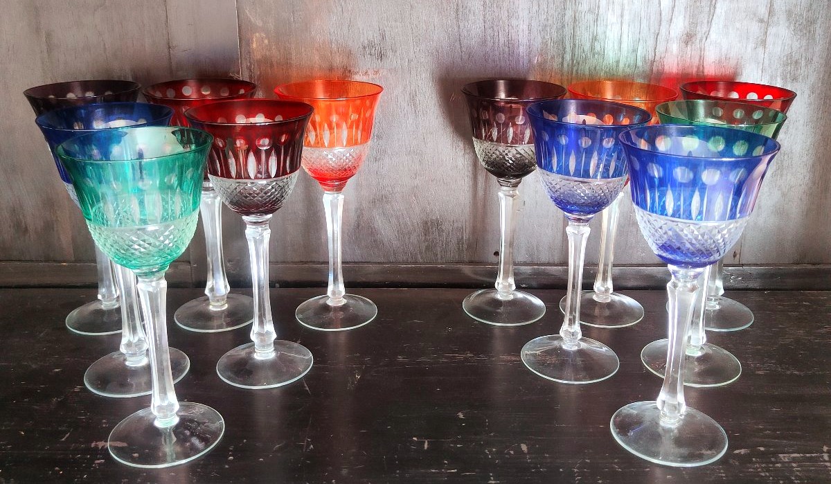 12 verres colorés en cristal de bohème -photo-5