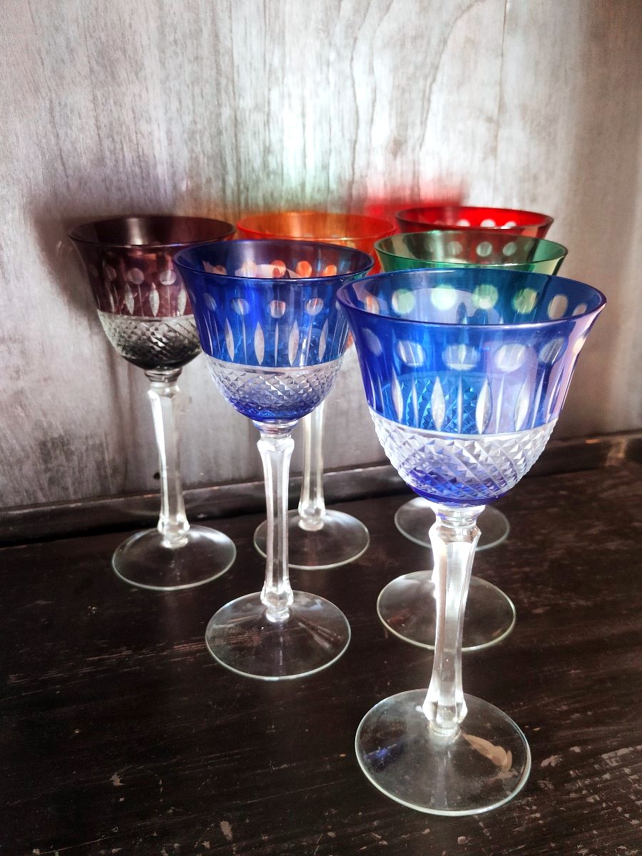 12 verres colorés en cristal de bohème -photo-6