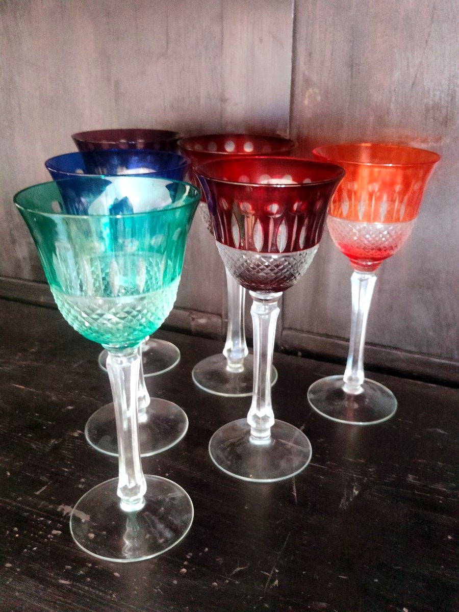 12 verres colorés en cristal de bohème -photo-7