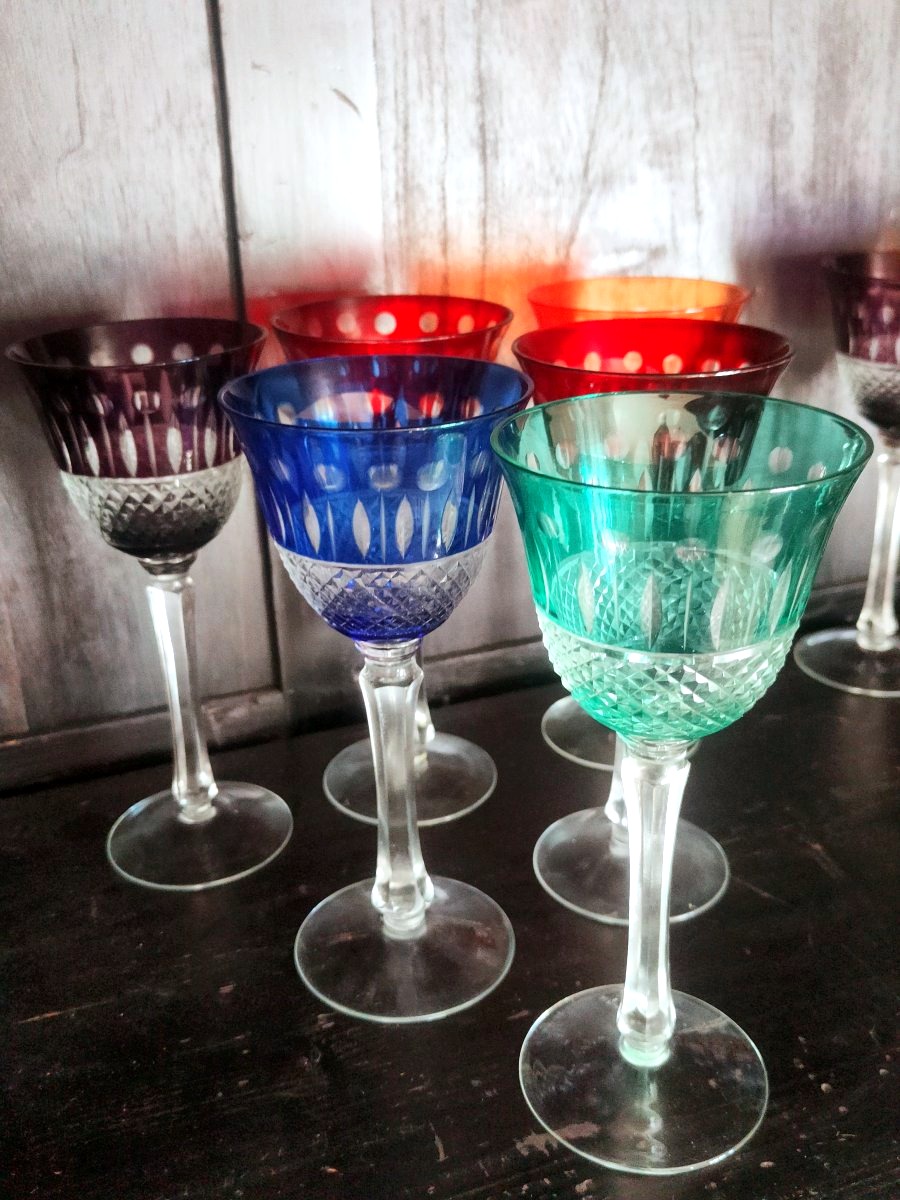 12 verres colorés en cristal de bohème -photo-8