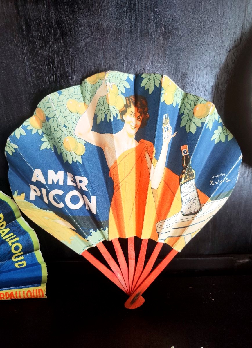 Set Of Promotional Fans In A Japanese Style, Early 20th Century.-photo-4