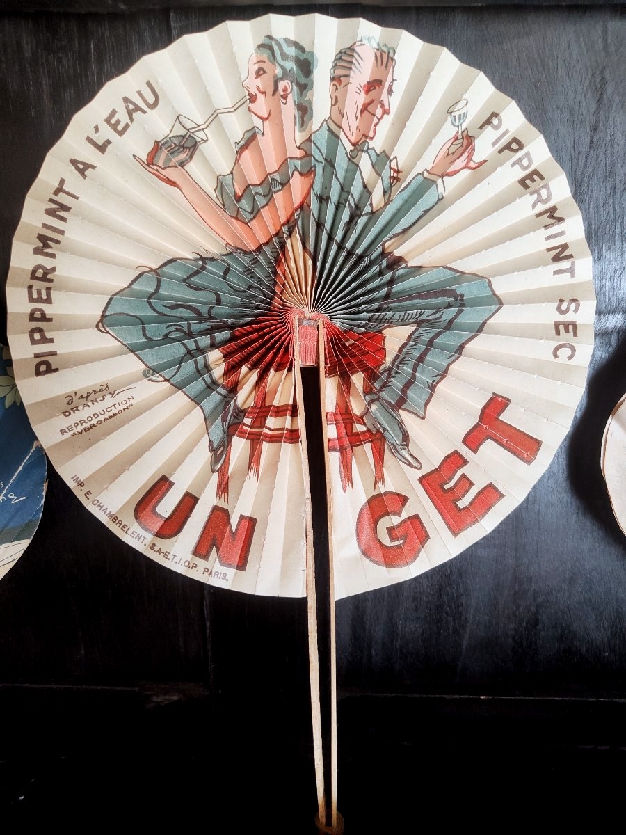 Set Of Promotional Fans In A Japanese Style, Early 20th Century.-photo-1