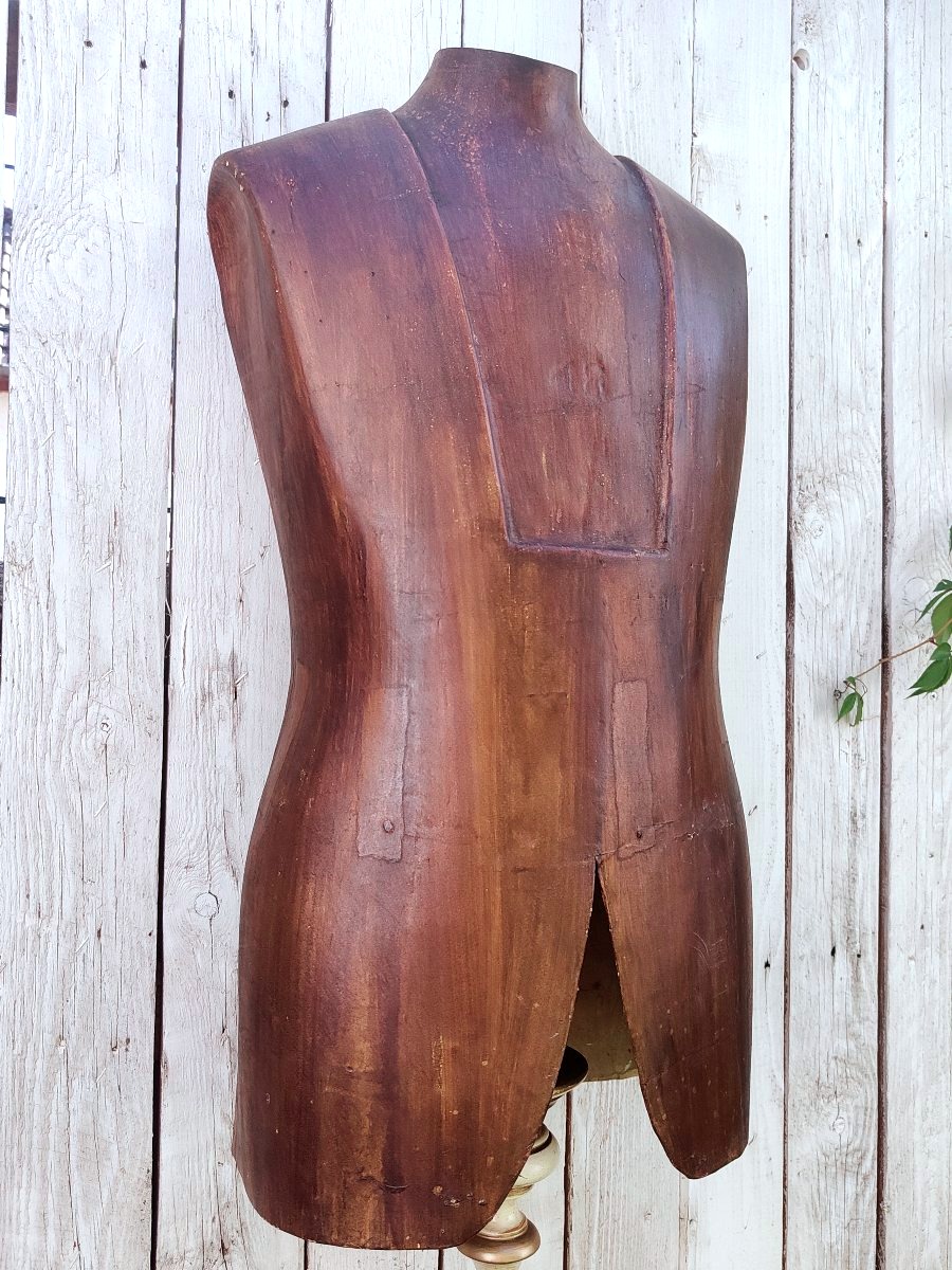Mannequin de Couture Ancien en Bois Moulé (Taille 18) – Design Circa 1950-photo-2