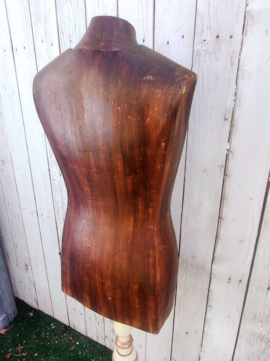 Mannequin de Couture Ancien en Bois Moulé (Taille 18) – Design Circa 1950-photo-5