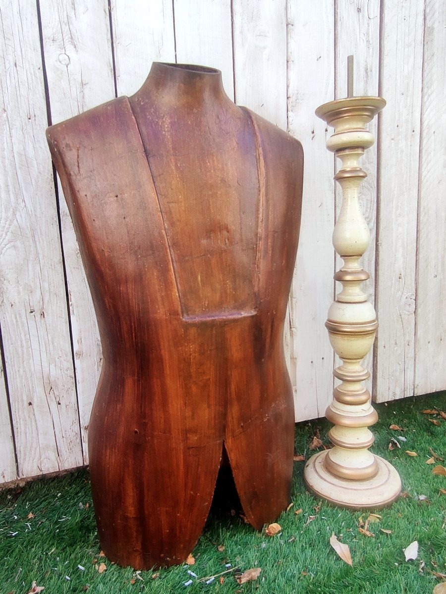 Mannequin de Couture Ancien en Bois Moulé (Taille 18) – Design Circa 1950-photo-7