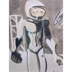 Philippe Derome: Watercolor Cosmonaut - Circa 1970