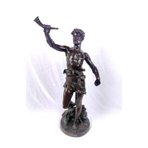 Imposant Bronze : Hallali De Marcel Debut (1865-1933)