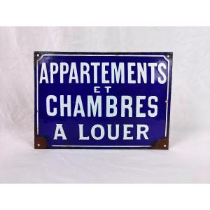 Plaque émaillée "appartements à Louer"