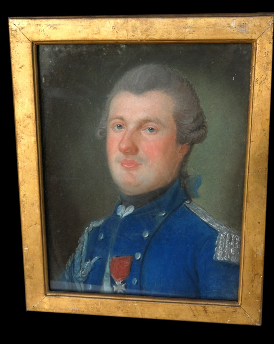 Portrait Au Pastel , Jeune Officier De Hussard époque XVIIIe Siecle , Uniforme , Militaire Louis XVI-photo-2