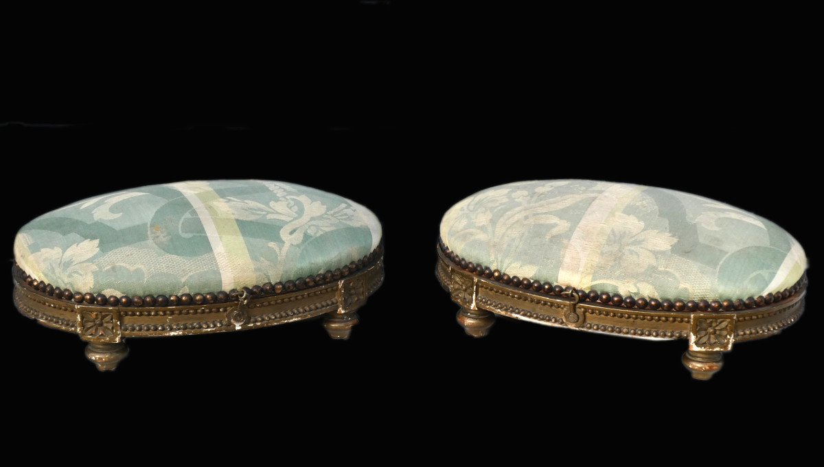 Pair Of Foot Rests, 19th Century Period, Louis XVI Style, Heater, Dog Cushions-photo-2
