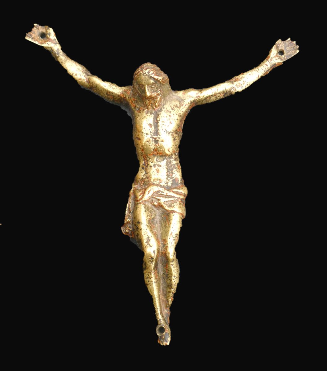 Portuguese Christ On The Cross Period 17th Century, Gilt Bronze, Portugal, Crucifix -photo-2