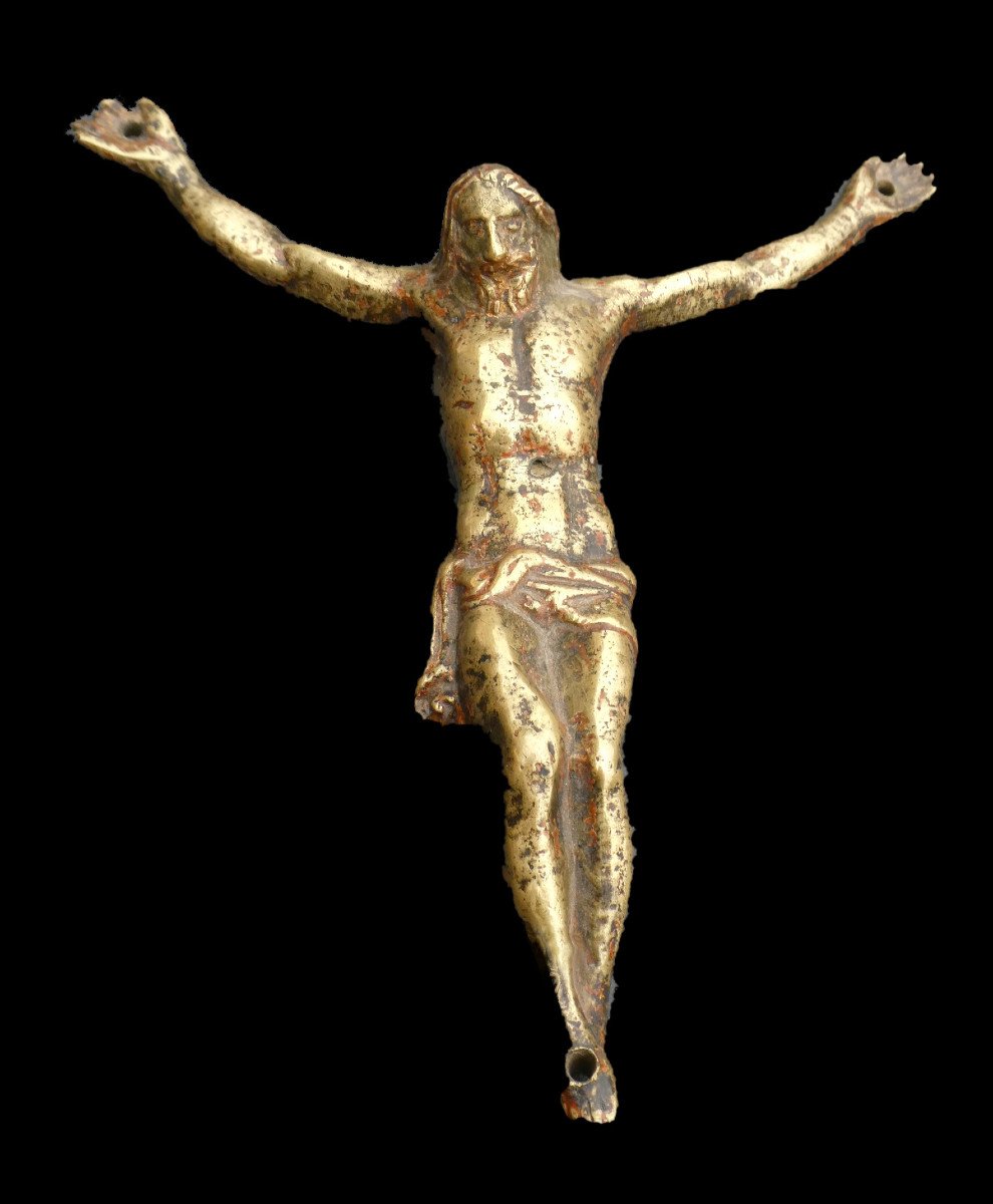 Portuguese Christ On The Cross Period 17th Century, Gilt Bronze, Portugal, Crucifix -photo-3