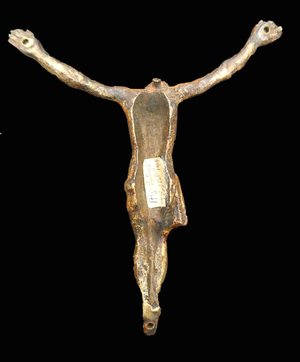 Portuguese Christ On The Cross Period 17th Century, Gilt Bronze, Portugal, Crucifix -photo-4