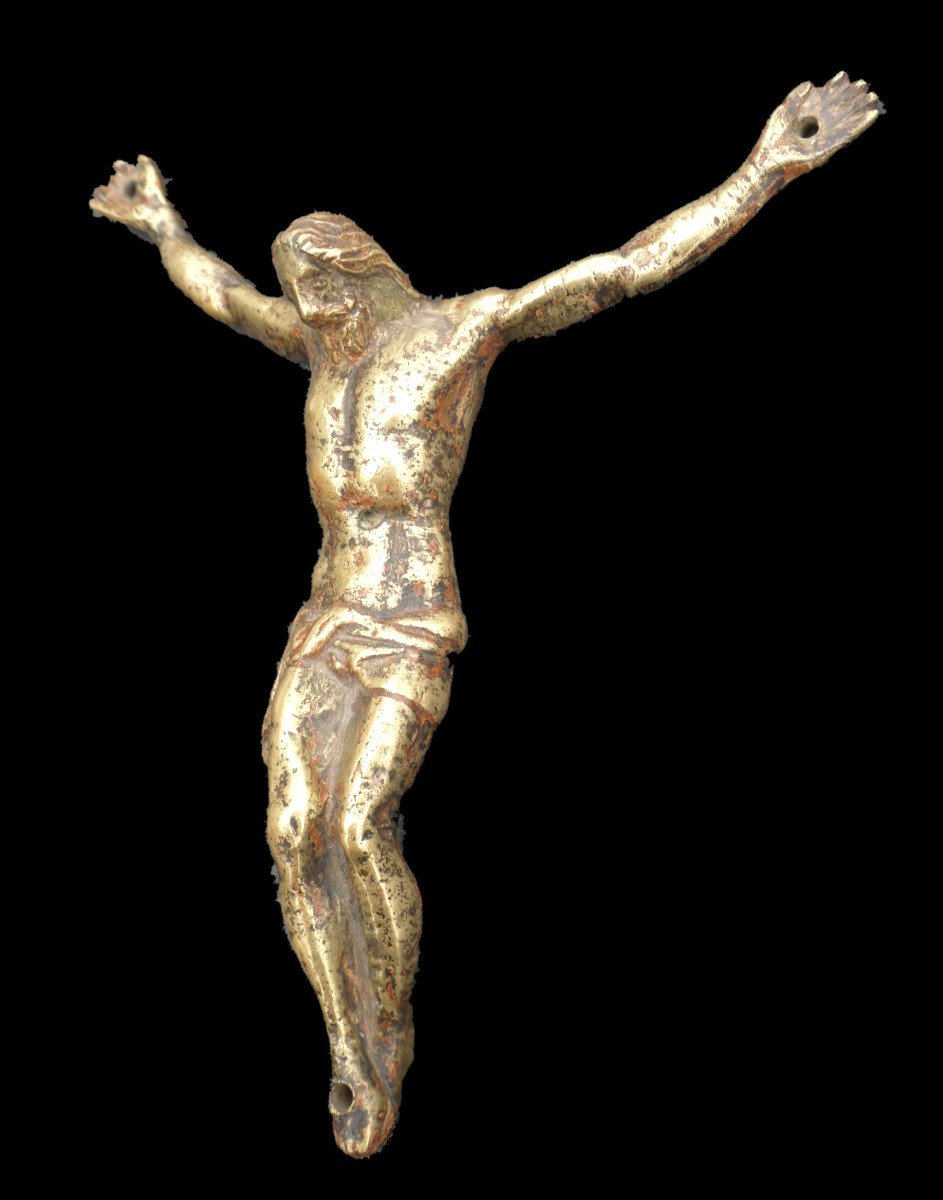 Portuguese Christ On The Cross Period 17th Century, Gilt Bronze, Portugal, Crucifix 