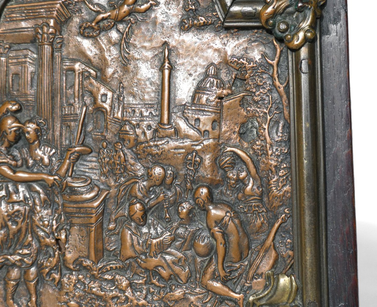 Bas Relief époque XVIIe Siecle , Scène Mythologique , l'Enlevement d'Helene Par Paris , -photo-3