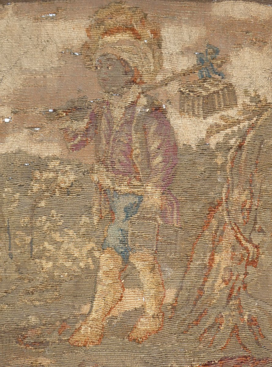 18th Century Embroidery, Young Man With A Bundle, Wool Tapestry -photo-2