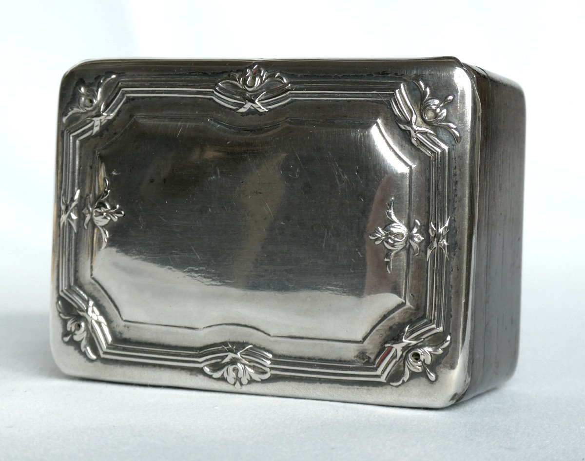 Stamp Box In Sterling Silver, Late 19th Century, Rosewood, Napoleon III, Box-photo-2