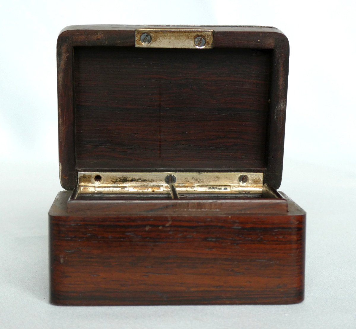 Stamp Box In Sterling Silver, Late 19th Century, Rosewood, Napoleon III, Box-photo-3