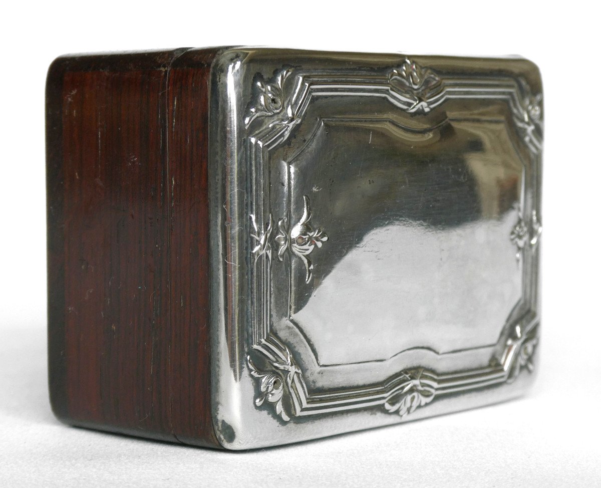 Stamp Box In Sterling Silver, Late 19th Century, Rosewood, Napoleon III, Box
