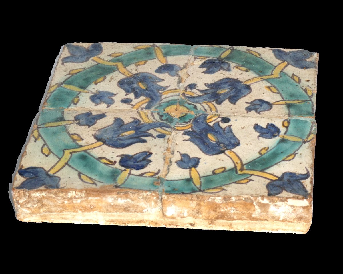 Four Spanish Earthenware Tiles, Valencia, Portugal, Azulejos, 18th Century, Tiles -photo-2