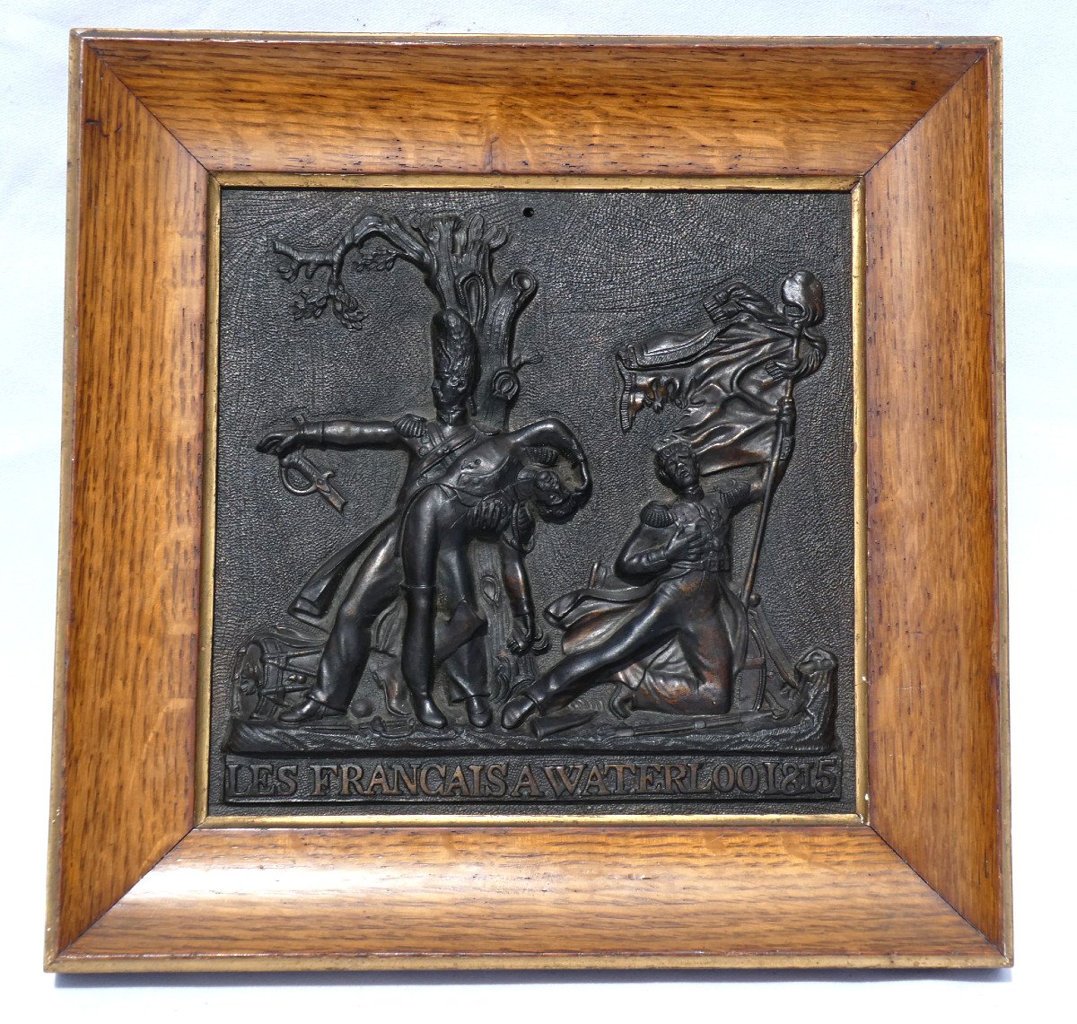 Bas Relief En Bronze Patiné , Souvenir Napoléonien , Bataille De Waterloo , Premier Empire XIXe