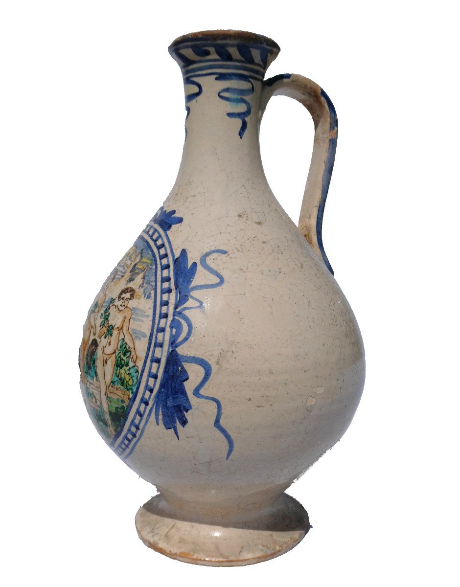 Cruche / Broc En Faience Italienne Epoque XIXe Style Renaissance , Majolica-photo-3