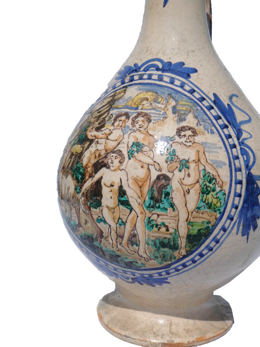 Cruche / Broc En Faience Italienne Epoque XIXe Style Renaissance , Majolica-photo-4
