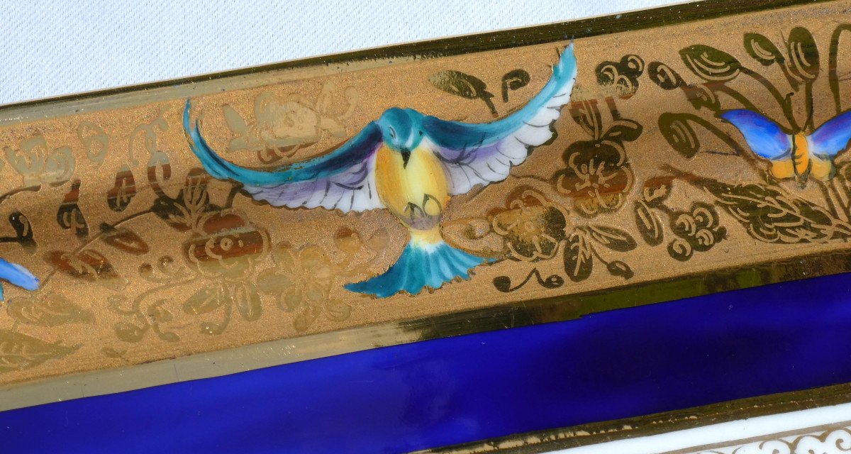 Plat à Cake En Porcelaine De Paris , Le Tallec Décor Aux Oiseaux , XIXe Napoléon III-photo-3