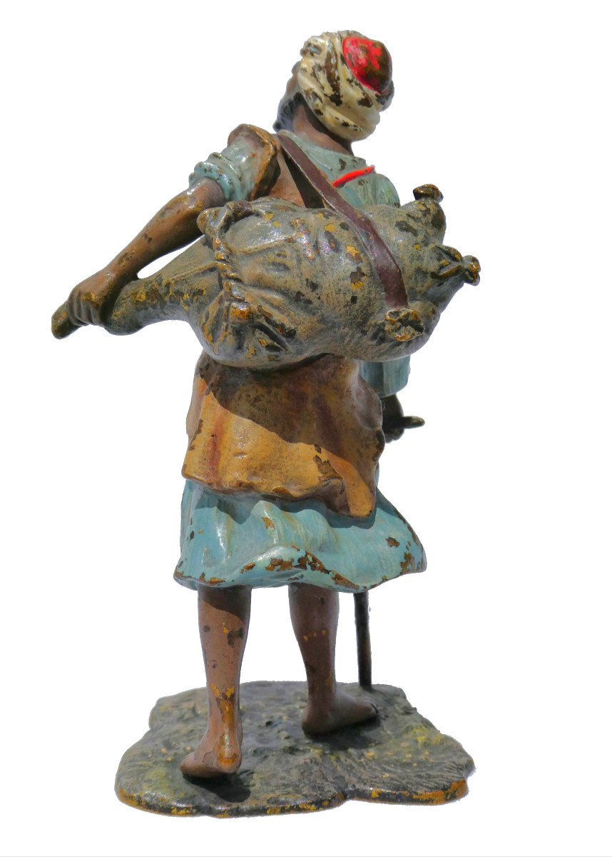 Bronze De Vienne Orientaliste , Franz Xavier Bergmann , Vendeur De Souk , Homme à La Canne-photo-3