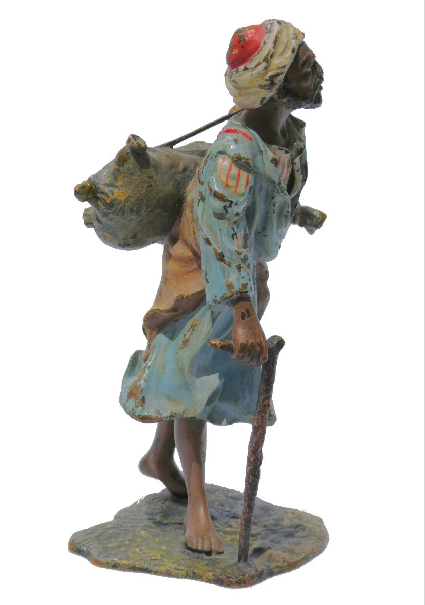 Bronze De Vienne Orientaliste , Franz Xavier Bergmann , Vendeur De Souk , Homme à La Canne-photo-1