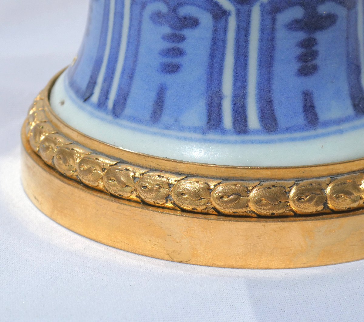 18th Century Delft Faience Table Lamp, Louis XVI Style Gilt Bronze Frame, China-photo-3